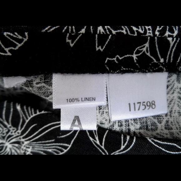 Ann Taylor LOFT Black~White 100% LINEN Box Pleat Piped Skirt - Picture 5 of 5